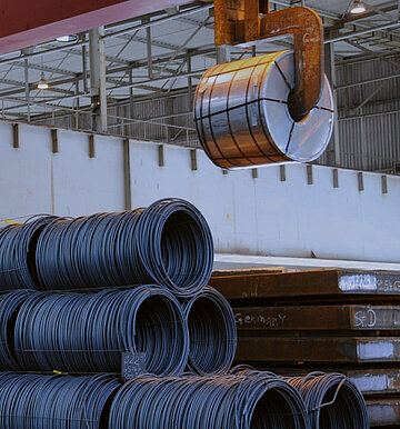 Cable drums in the warehouse of Rheinkraft International