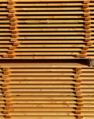 Stacked wooden panels